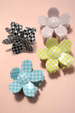 Jumbo Checker Flower Hair Claw Clip Light Pink