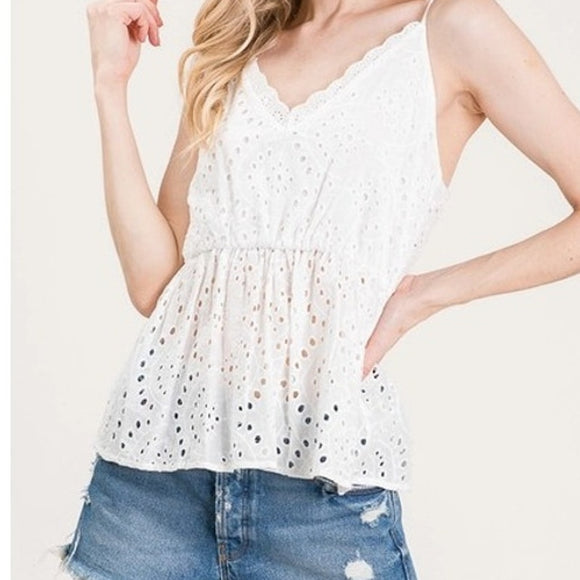 White Eyelet Camisole Cami Top