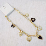 Mixed Heart Charm Necklace – Black & Gold
