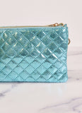 Liz 3 Divider Quilted Crossbody Convertible Bag Aqua Marine Pop