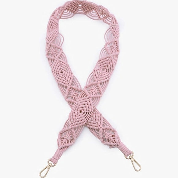 Mauve Pink Woven Macrame Crossbody Purse Strap