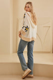 Hooded Floral Crochet Quarter Sleeve Top