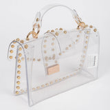 Studded Clear Crossbody Bag – Silver Metal Hardware