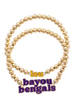 LSU Tigers Bayou Bengals Beaded Stretch Bracelet Set of 2