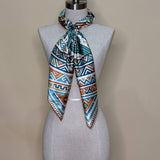 Aztec Cacti Print Silky Wild Rag | 36x36 | Jade & Rust