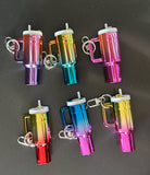 Chrome Ombre Plastic Tumbler Keychain with Removable Lid Blue Pink