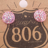Round Bling Rhinestone Crystal Stud Earring Pink