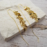 Fall Wheat Ear Long Tassel Earrings Gold