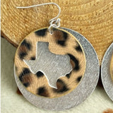 Truman Lane Dark Brown Cheetah and Silvertone Layered Texas Street Earrings