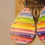 Western Southwestern Serape Crystal Dangle Earrings