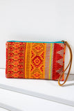 Tessa Handmade Jacquard Clutch | Cotton & Suede | Beaded Wristlet