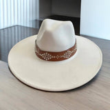 Tan Western Hat Band with Silver-Tone Diamond Stud Pattern