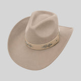 Cognac Faux Leather Hat Band with Silver-Tone Conchos