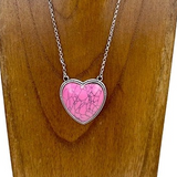 Western Southwestern Hot Pink Stone Heart Necklace