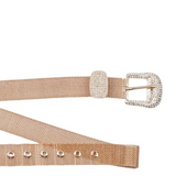 Glamour Gold Metallic Mesh Belt with Rhinestone Bling Buckle