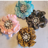 Hand Dyed Floral Crystal Center Velvet Scarf Tee Slide or Ring Leopard Print