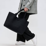Sky's The Limit Large Woven Neoprene Tote | Black