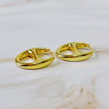 Button Western Equestrian Horse Bit Hoop Earrings