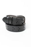 Petal Cut-Out Genuine Leather Belt | Black