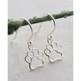 Sterling Silver Dog Paw Charm Dangle Earrings