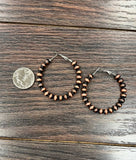 Navajo-Style Copper Bead Hoop Earrings – 6mm Western Bead, 45mm Hoop
