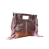 Marion Iridescent Leather Handbag – Gold