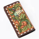Hand-Tooled Leather Western Wallet Clutch – Genuine Cowhide