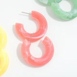 Marbled Acetate Hoop Earrings Pink
