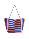 Samba Tote | Orange, Blue & Pink Stripe | Oversized Beach Tote