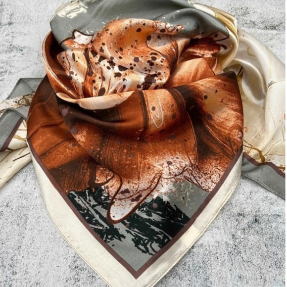 Gray Copper Paint Splatter Western Southwestern Wild Rag Scarf Accent