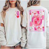 Queen of Hearts Valentine Graphic Tee White Pink
