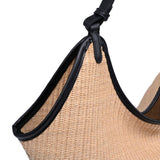 Ambrose Woven Straw Tote Bag in Natural Black