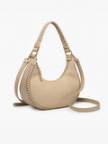 Aria Whipstitch Crescent Shoulder Bag in Lt. Taupe