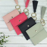 Key Ring Pouch With Tassel and Clip Gray