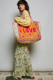 LOVE Bandana Quilted Tote Bag | Orange Multi