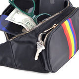 Rainbow Nylon Fanny Pack Belt Bag Sling Bag Black
