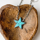 Punchy Star Stone Necklace Western Pendant Necklace Turquoise