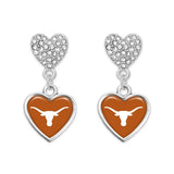 Canvas Officially Licensed Silver Tone Rhinestone Drop Earrings Texas Heart Charm