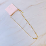 Freshwater Pearl & Chain Necklace – Gold