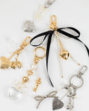 Romantic Whimsy Vintage Heart & Pearl Bag Charm