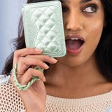 Rhodes Quilted Wallet with Chain Wristlet Bangle Metallic Copper Brown