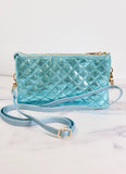 Liz 3 Divider Quilted Crossbody Convertible Bag Aqua Marine Pop