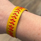 Adjustable Baseball Stitches Wrap Bracelets Yellow Red