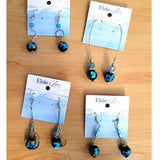 Turquoise Glass and Silver Bead Dangle Earring