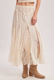 Boho Lace Maxi Skirt – Flowy Sheer Ecru