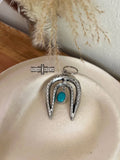 Rio Rancho Horseshoe Keychain Bag Charm Silver Turquoise