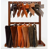 Suede Wristlet Set - 3-Piece with Bow & Loop Charms Studded Olive