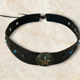 Handmade Western Hat Band with Star Concho & Turquoise Accents