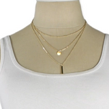 Gold Delicate Chain Triple Layer Charms Necklace