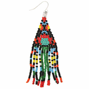 Retro Floral Woven Bead Fringe Earrings